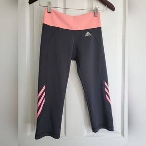 Adidas | Small | Gray and Pink Capri Climalite Leggings